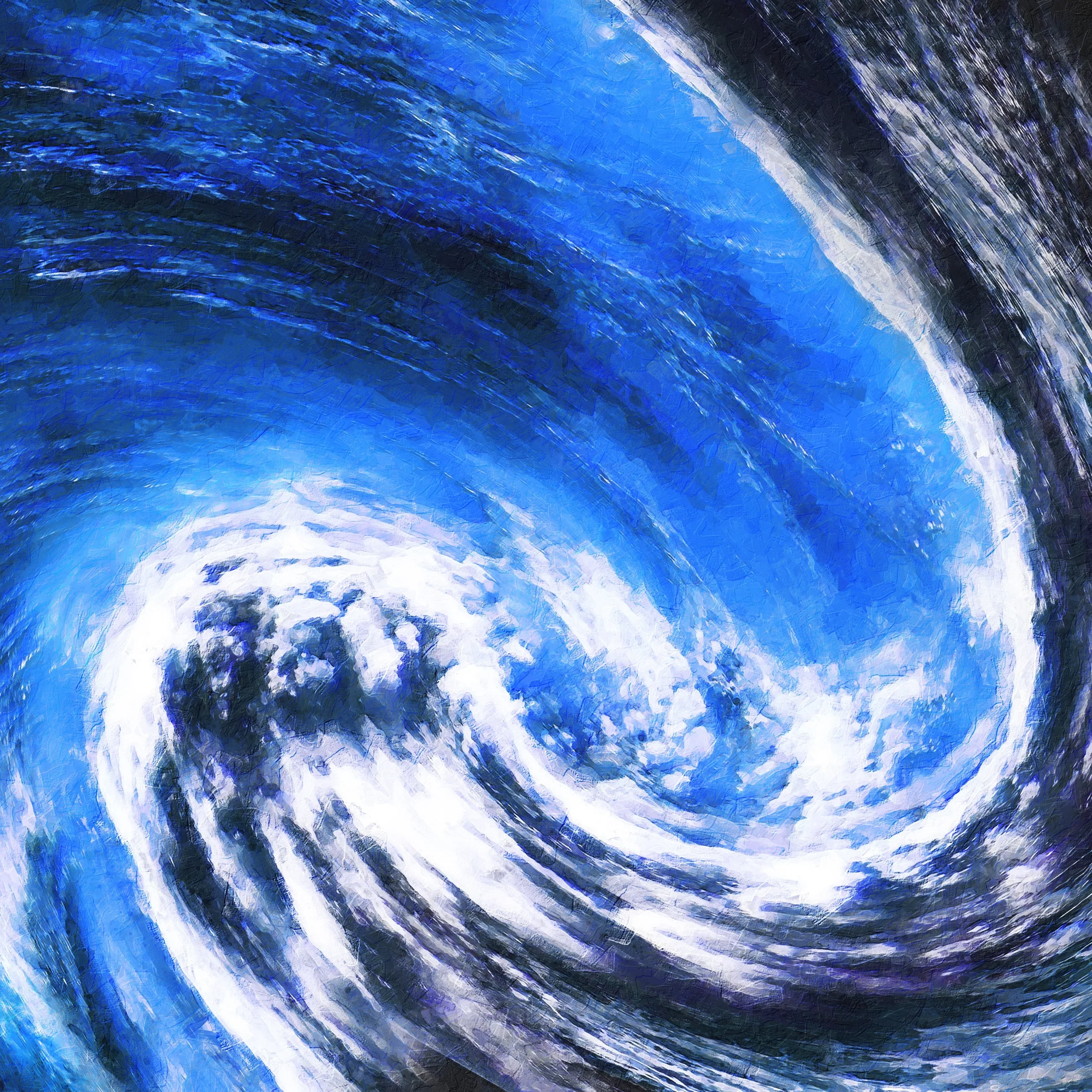 ULTRAMARINE. A great blue wave curls into a spiral, white foam churning through deep ultramarine water.
